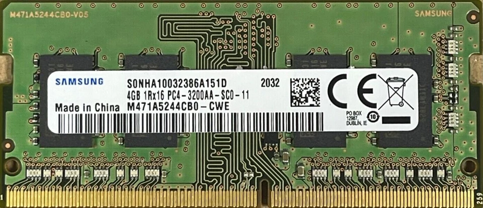 RAM SAMSUNG 4GB SODIMM DDR4 PC4-3200AA 3200MHZ SDRAM 260 PIN M471A5244CB0-CWE PC
