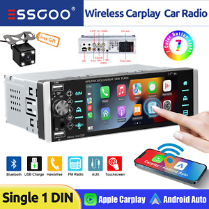 ESSGOO Single 1 DIN Car Stereo Apple CarPlay/Android Auto Bluetooth FM-Radio USB