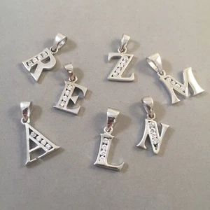 .925 Sterlingsilber CZ ALPHABET ANHÄNGER Charm Buchstabe Initiale kubischer Zirkonia 925 - Bild 1 von 8