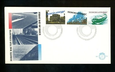 Postal History Netherlands FDC #602-604 Transportation truck barge train 1980 - Image 1 of 2