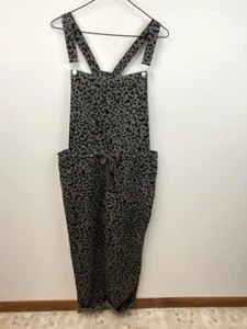 NWT Blue Buttercup L Black Tan Leopard Knit Overalls Jumpsuit French Terry - Picture 1 of 5