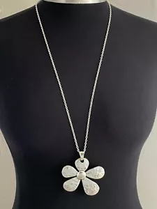 Large Daisy Flower 68x 68mm Tibetan Silver Charm Pendant 30" Long Chain Necklace - Picture 1 of 3