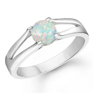 1.00Ct Round Shape 100% Natural Full Fire Opal Women's Ring In 14KT White Gold - Picture 1 of 1