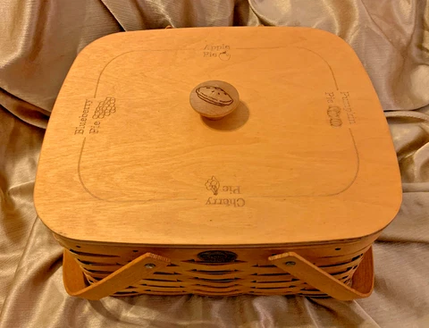 Peterboro Basket Co Vintage Picnic Basket 13 x 12 x 7 with Handles Lid & Riser Cover