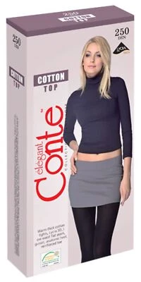 Conte Cotton Top 250 Den - Warm Opaque Low Waist Women's Tights (7С-36СП) - Image 1 of 4