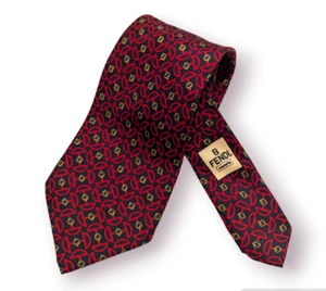 Vintage Fendi Krawatte Krawatte Marineblau Rot Made in Italy 100% Seide 58" - Bild 1 von 11