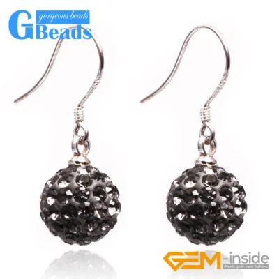 Brincos pendurados de bola de cristal com strass tcheco 10 mm frete grátis - Imagem 1 de 4