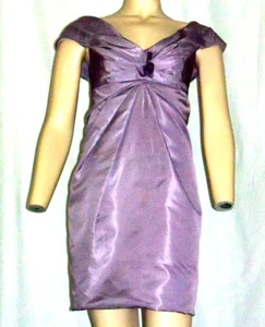 Sz 0 MARC JACOBS 100% Silk Off Shoulder Purple Violet Dress Sateen Expose Zipper - Picture 1 of 3