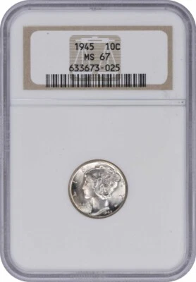 1945 Mercury Silver Dime MS67 NGC - Image 1 of 2