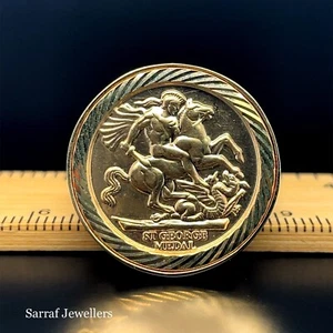 9ct YELLOW GOLD FULL St George SOVEREIGN-Size RING CLASSIC Coin Dragon Slayer - Picture 1 of 12