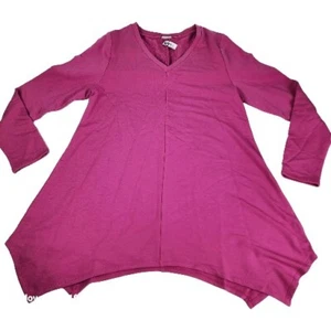 Chico's Tunic Blouse Woman 1 (8-10) Pink Longsleeve Asymmetrical New Barbie New - Picture 1 of 6