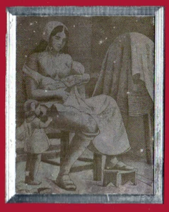 #44105 Old metal typographic cliché. Mother and children, engraving - Picture 1 of 4
