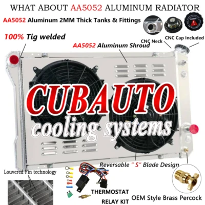 4 Row RADIATOR+SHROUD FAN Fits 1982~92 CHEVY CAMARO/PONTIAC FIREBIRD TRANS AM V8 - Image 1 of 4