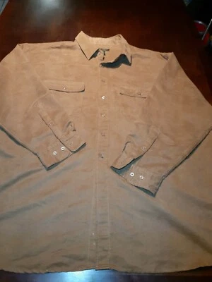 GEORGE FOREMAN MEN’S SHIRT 4X BIG SOLID  BROWN BUTTON LONG SLEEVES FRONT POCKETS - Image 1 of 4