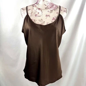 Liz Claiborne Satin Cami Camisole Top Sleeveless Tank Casual Blouse Brown XL - Picture 1 of 14