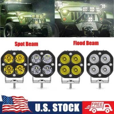 Cubo de luz de trabajo LED blanco ámbar de 3 pulgadas vainas punto inundación conducción lámpara antiniebla todoterreno Foto 1 de 4