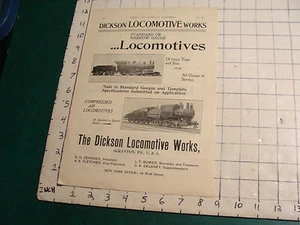vintage railroad ad, JUNE 1901: DICKSON LOCOMOTIVE WORKS, scranton Pa. - Picture 1 of 1