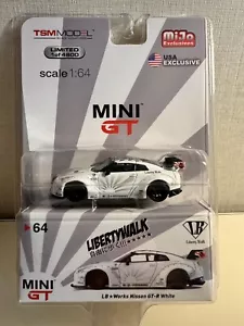 MINI GT 64 LB FUNZIONANTE NISSAN GT-R (R35) Bianco Tipo 1, Ala Posteriore ver 1+2 mijo ver. - Foto 1 di 2