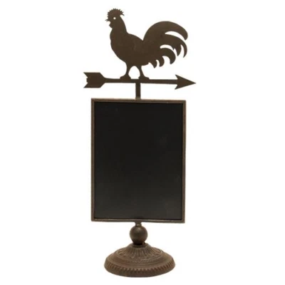 Primitive Farmhouse Rustic ROOSTER WEATHER VANE CHALKBOARD Finial Sign 16" - Image 1 of 2
