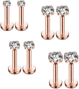 16G Diamond CZ Lip Rings Labret Monroe Nose Tragus Helix Ear Piercing Jewelry Su - Picture 1 of 2
