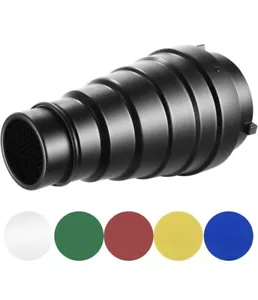 Neewer Set di Snoot conici in metallo medio con 5 filtri di colore - Foto 1 di 10