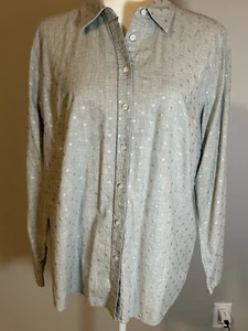 TALBOT’S Damen Top Large grau silber Herz Print Knopfleiste Shirt - Bild 1 von 8
