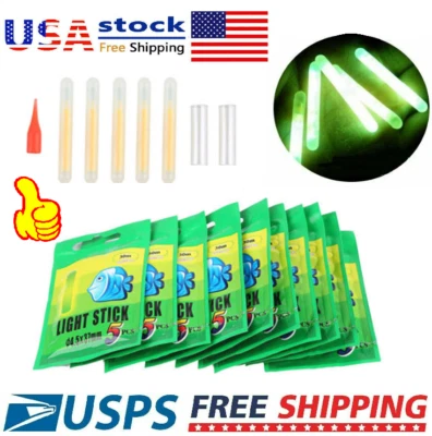50PCS Fishing Float Glowing Sticks Night Clip On Dark Fluorescent Green Lights - Image 1 of 4