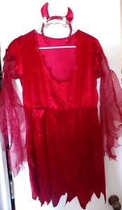 Mujer MATERNIDAD HALLOWEEN DISFRAZ DIABLO DAMA VESTIDO CUERNOS lentejuelas 1 talla LINDO@@ - Imagen 1 de 1