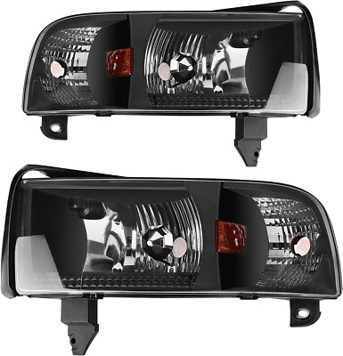 Black Headlights + Corner Signal Lamps For 1994-2001 Dodge Ram 1500 2500 3500 - Image 1 of 4
