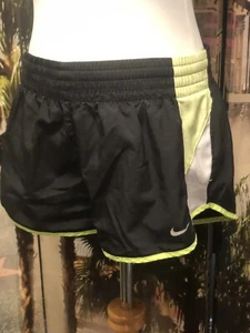 Nike Dri Fit Womens Black & Neon Green Running Athletic Shorts Size Medium - Picture 1 of 5