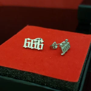 666 Stud Earrings - 2 Colors Available goth occult satanic alt dark - Picture 1 of 6