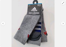 Men's ADIDAS Cushioned Crew Socks 3pk Long socks sz 6-12 Black White Grey 3 Pair