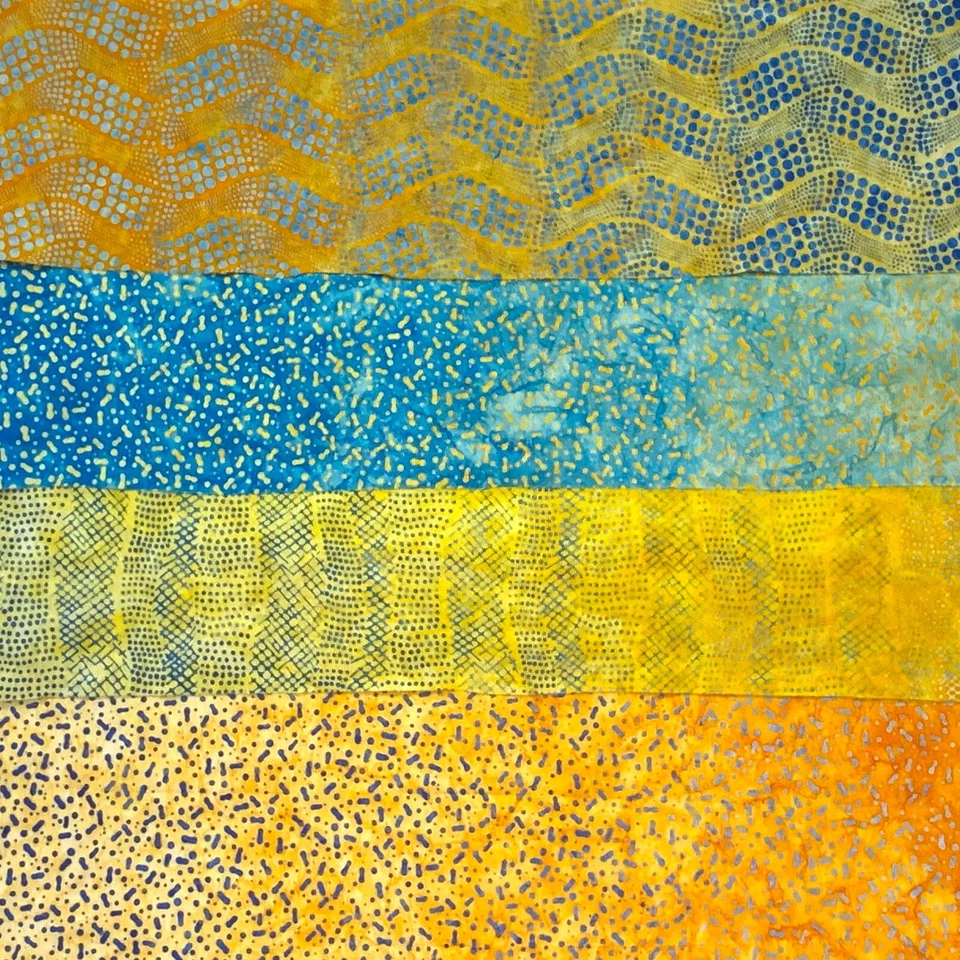 Lot of (4) 1/2 Yard Ombre Batik Sampler Lunn Fabric 100% Cotton Handmade #5 - Image 1 of 4