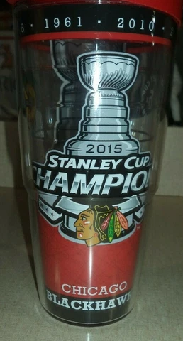 Tervis 24 oz Tumbler 2015 Chicago Blackhawks Stanley Cup Champions NHL w/lid Cover