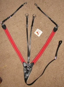 FSS German Leather RED Elastic V CHECK 3 POINT Sheepskin Breastplate Attachment - Picture 1 of 23