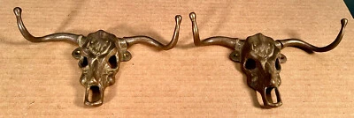 ¡Ganchos de pared 'Cattle Skull' occidental rústico de bronce fundido! Foto 1 de 4