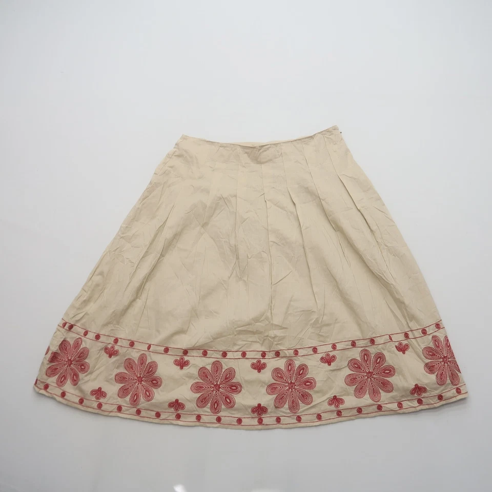 Sunny Leigh Boho Embroidered Skirt 10 Cotton A Line Festival Hippie Floral - Image 1 of 4