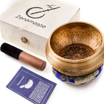 Cloche Tibétaine 7 Métaux 450G - 11,5Cm Bhaktapur Népal Fait Main Coffret - Photo 1/4