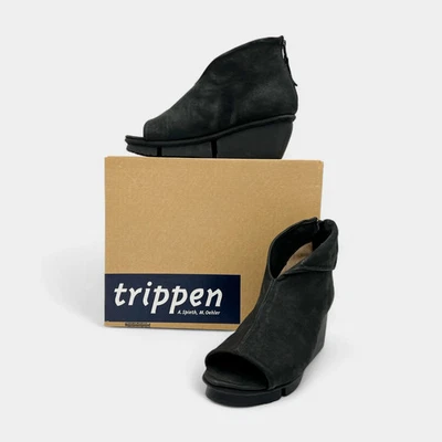 Trippen Galaxy Black Open Toes Wedge Ankle Boots EU40 ~ AU9 - Image 1 of 4