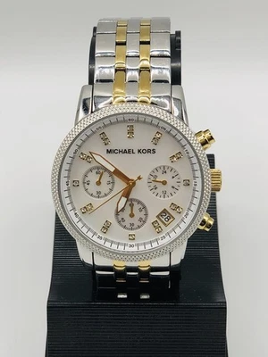 Reloj cronógrafo Michael Kors “Ritz/Jet Set” MK5057 para mujer ~ esfera MOP ~ nuevo 🔋✅ Foto 1 de 4