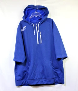Rawlings Baseball 1/4 Zip Pullover Felpa con Cappuccio Uomo 2XL Mezza Manica Blu Warm Up Top - Foto 1 di 10