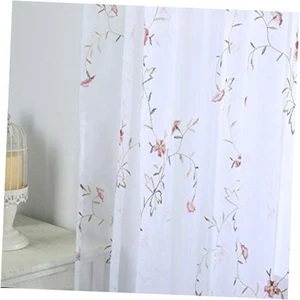 White Light & Airy Embroidery Sheer 52"W x 45"L (Pack of 2) A-red Flower Buds - Picture 1 of 2