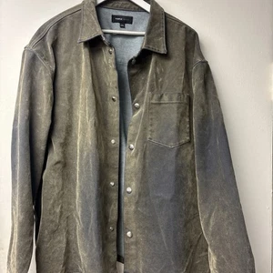 Purple Brand LS FLOCKED SHIRT JACKET GREEN DENIM JACKETS 2XL - Picture 1 of 7