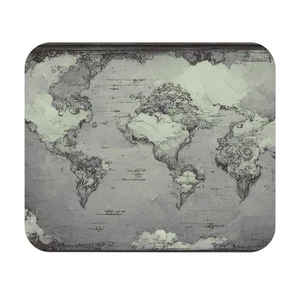 Alfombrilla de ratón vintage gris mapa del mundo | Accesorio de escritorio, regalo de viaje, decoración de oficina - Imagen 1 de 5