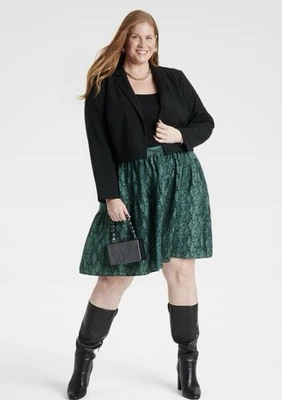 NUEVO CON ETIQUETAS~ Chaqueta Blazer Ava & Viv talla 2XL Plus Negra Recortada Forrada Para Mujer Foto 1 de 4