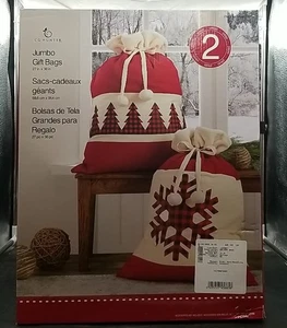 Jumbo Weihnachtsgeschenk (2) Beutel 27" x 36" Santa Flanell Schneeflocke Weihnachtsbaum - Bild 1 von 6