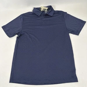 Rorie Whelan Golf Shirt Mens Medium Blue Polka Dot Polo Short Sleeve NWT - Picture 1 of 7