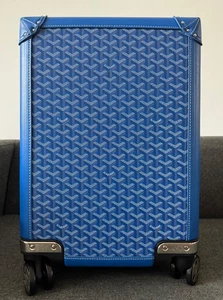 Goyard Blue Bourget PM 4-Wheeled Carry-on Suitcase Luggage Bag - Picture 1 of 14