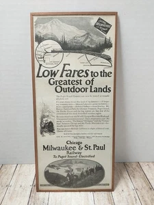 Chicago Milwaukee & St Paul Railway Print Ad 1922 Puget Sound Horse 5x11 Framed - Picture 1 of 7