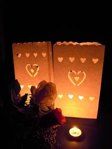 20 x Heart Candle Paper Bag Lantern Wedding Engagement Anniversary Night Party - Picture 1 of 8